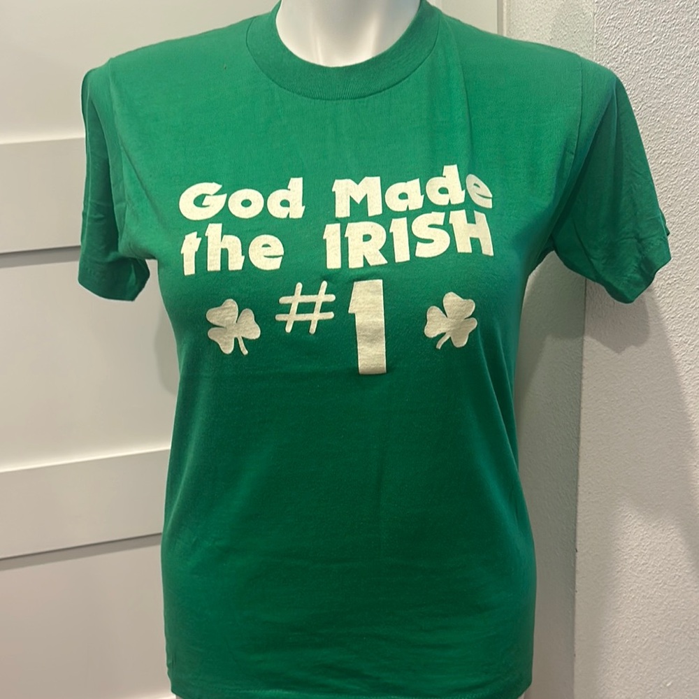 VTG Screen Stars Green Tee with White Lettering (#1 Irish)